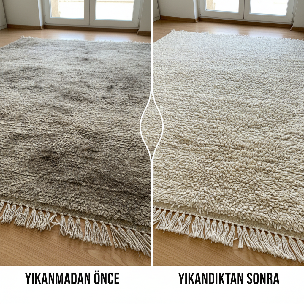 Halı yıkama öncesi ve sonrası - inatçı lekelerde kusursuz sonuç